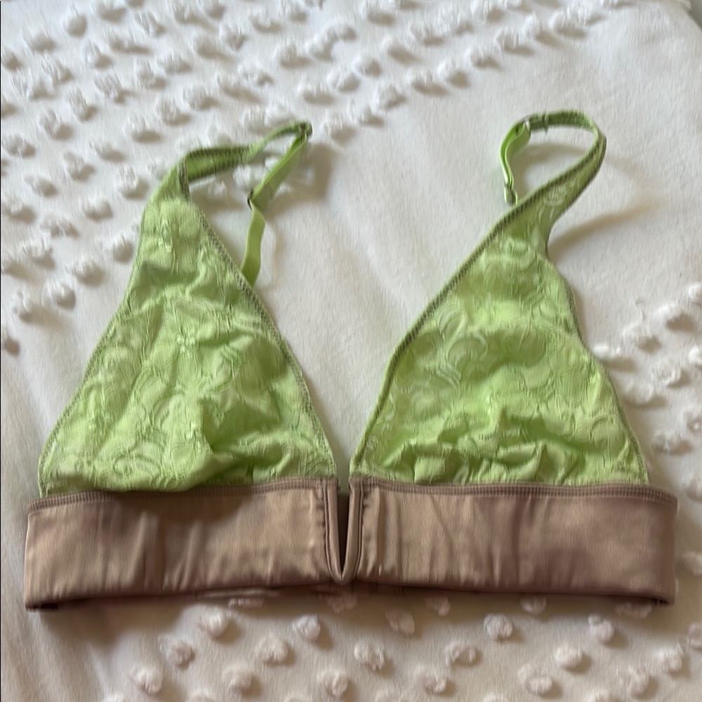 FP Movement by Free People Green and Tan Triangle Bra